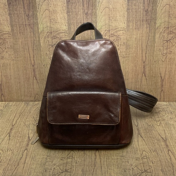 Landau Handbags - Landau Sacomoto Brown Leather Backpack Bag